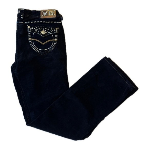 Women's Black Corduroys with Embellishments - Picture 1 of 11
